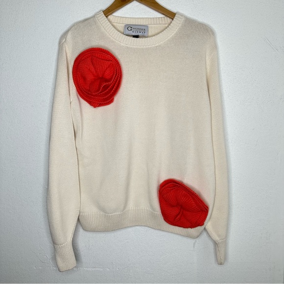 C WONDER by Christian Siriano Runway Sweater Floral Knit Pullover Cotton S - Picture 2 of 8